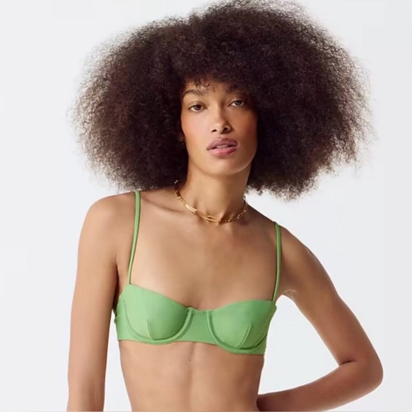 J. Crew Women’s Balconette Underwire Bikini Top BX612 Size 32B In Green NWT - Picture 2 of 6
